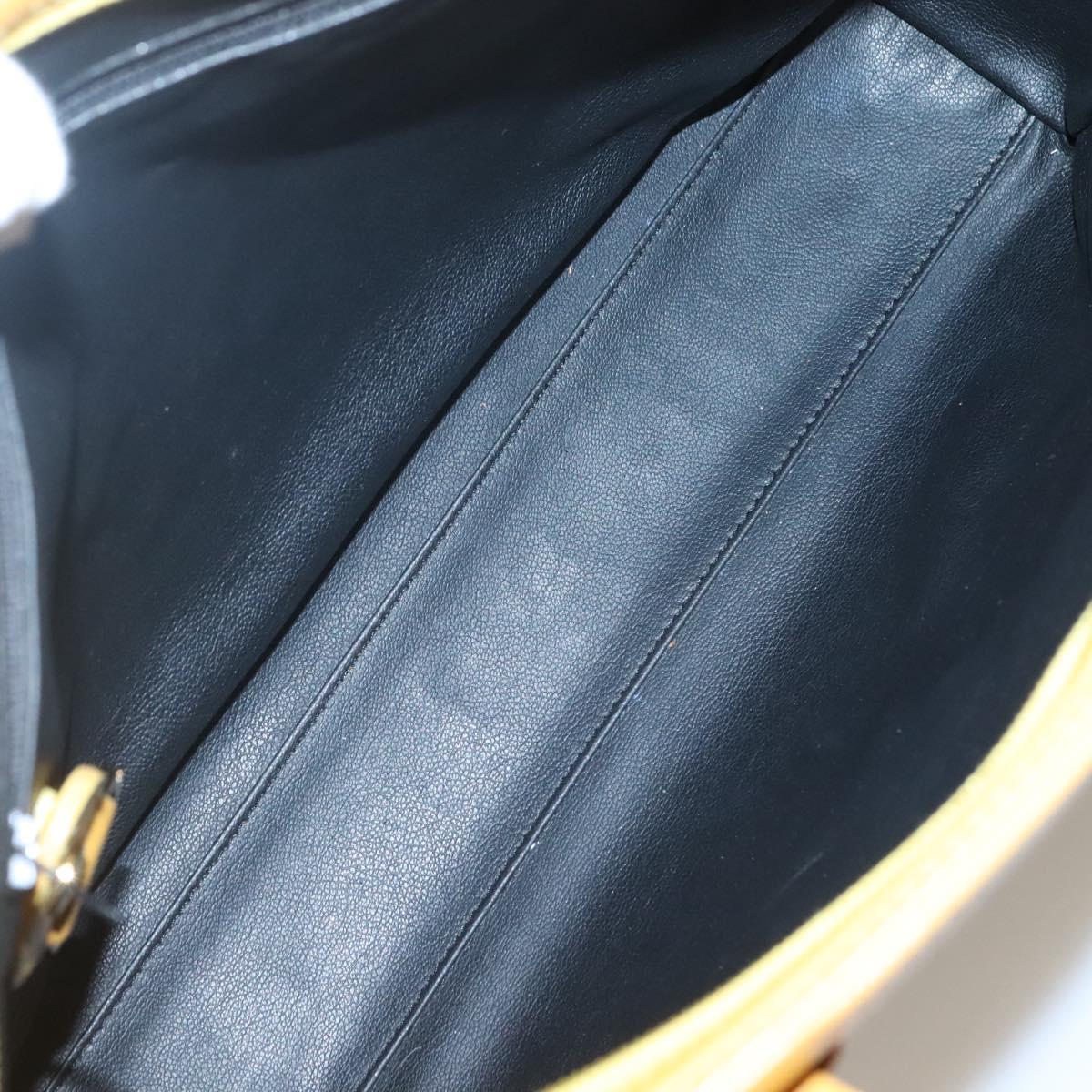 Christian Dior Tote Bag Leather Yellow Gold Auth hk2518