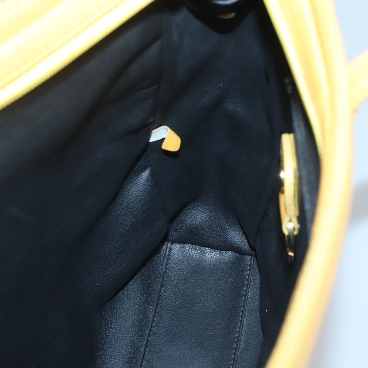 Christian Dior Tote Bag Leather Yellow Gold Auth hk2518