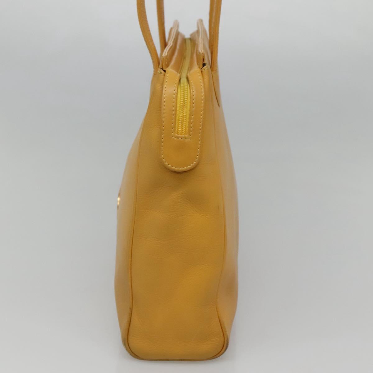 Christian Dior Tote Bag Leather Yellow Gold Auth hk2518