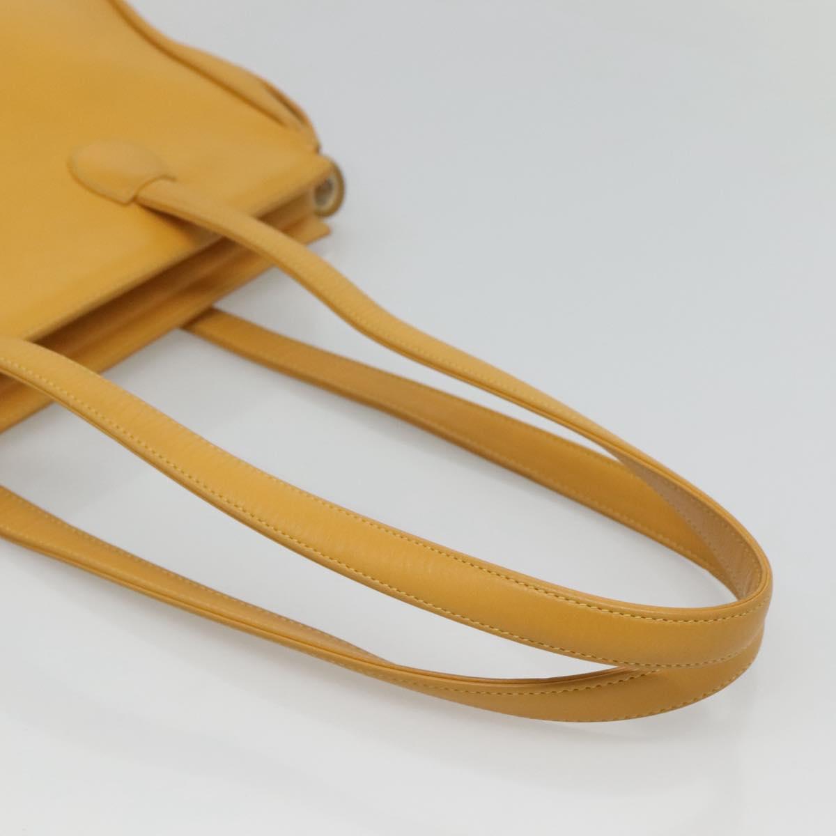 Christian Dior Tote Bag Leather Yellow Gold Auth hk2518
