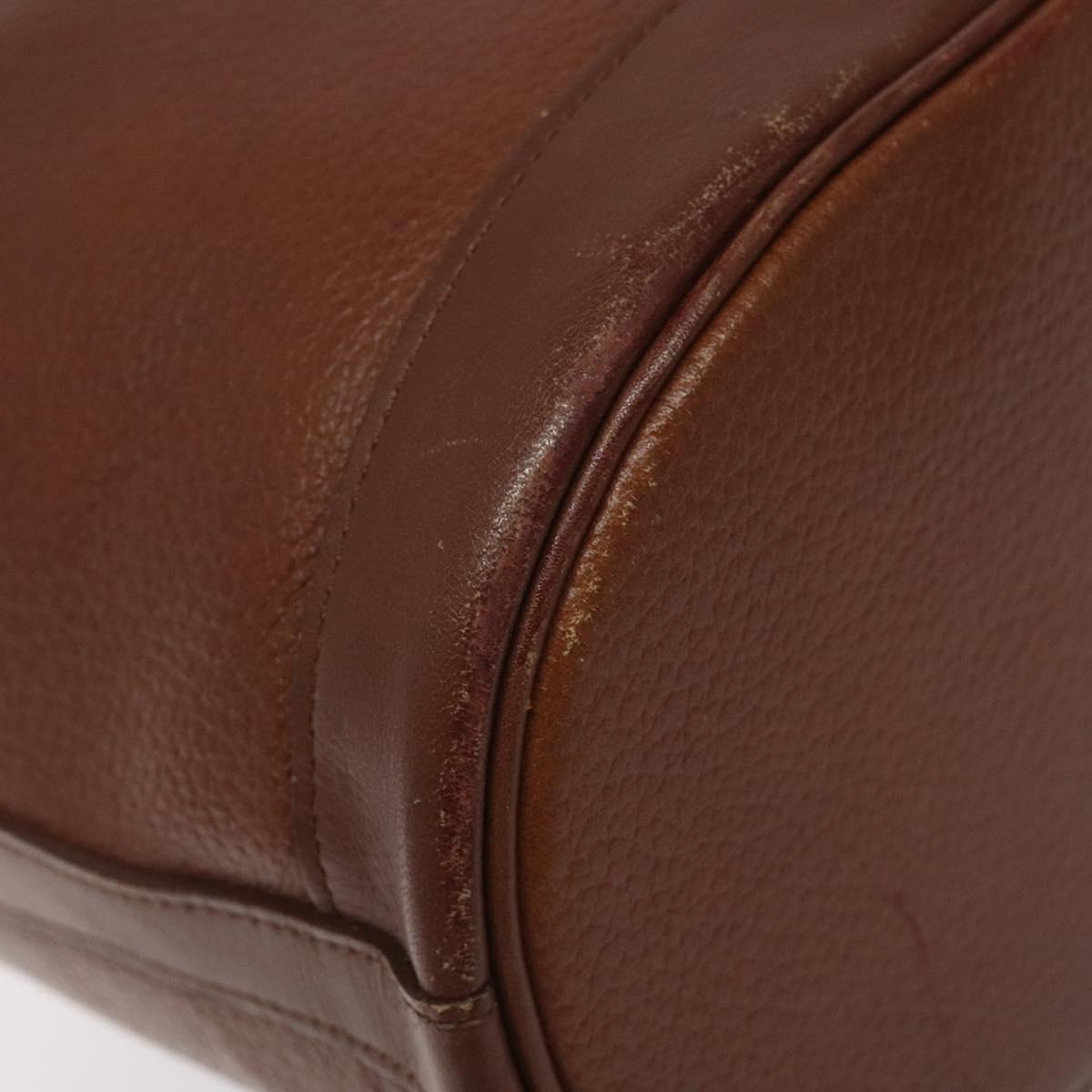 Burberrys Shoulder Bag Leather Brown Gold Auth hk2525