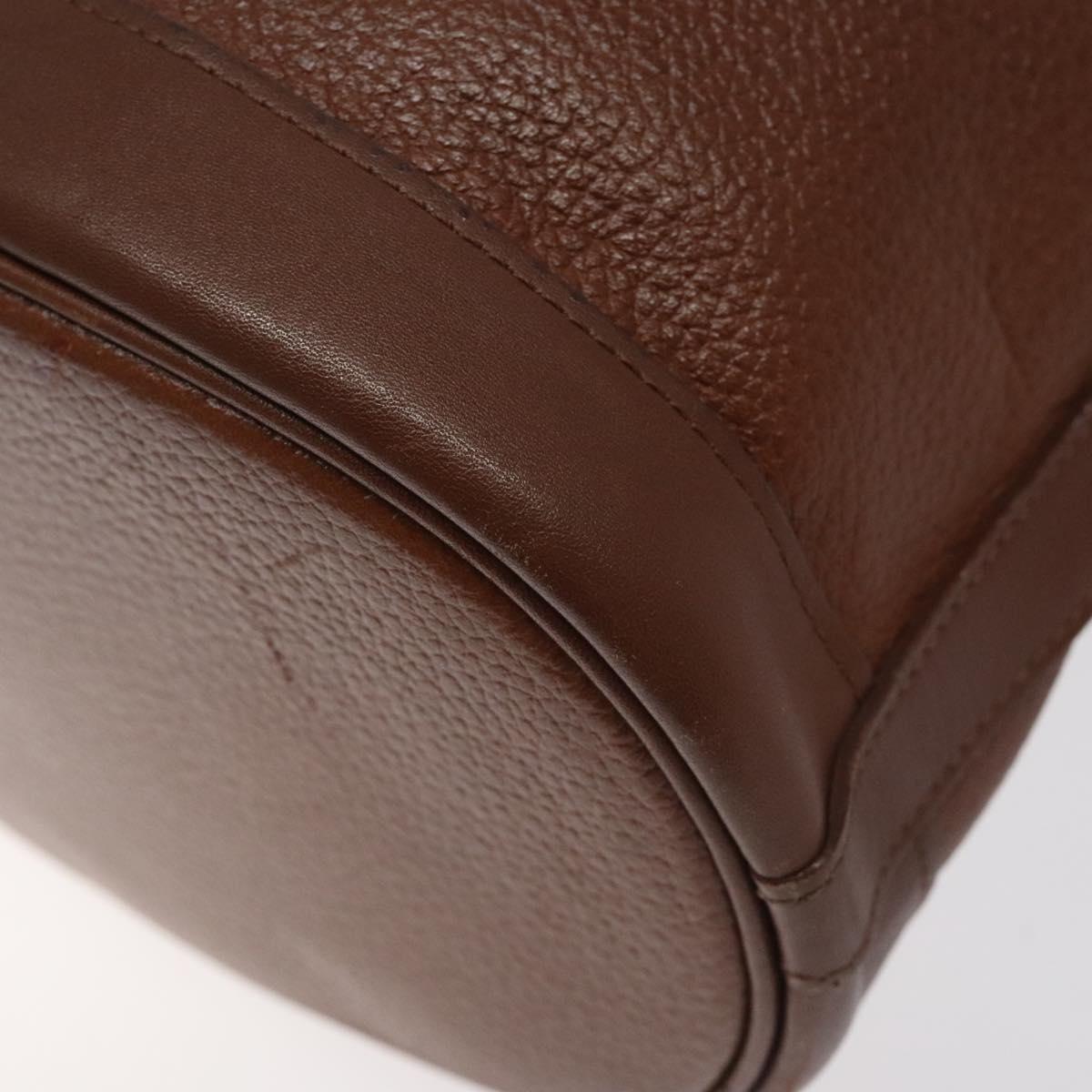 Burberrys Shoulder Bag Leather Brown Gold Auth hk2525