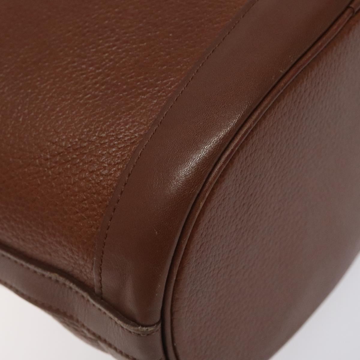 Burberrys Shoulder Bag Leather Brown Gold Auth hk2525