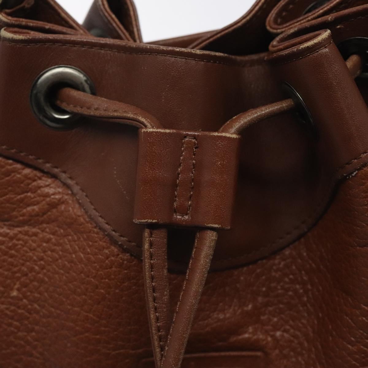 Burberrys Shoulder Bag Leather Brown Gold Auth hk2525