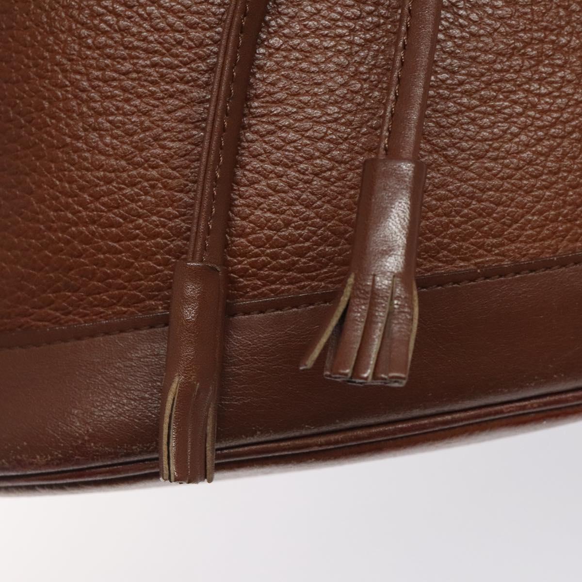 Burberrys Shoulder Bag Leather Brown Gold Auth hk2525