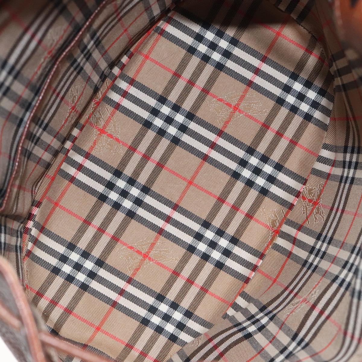 Burberrys Shoulder Bag Leather Brown Gold Auth hk2525