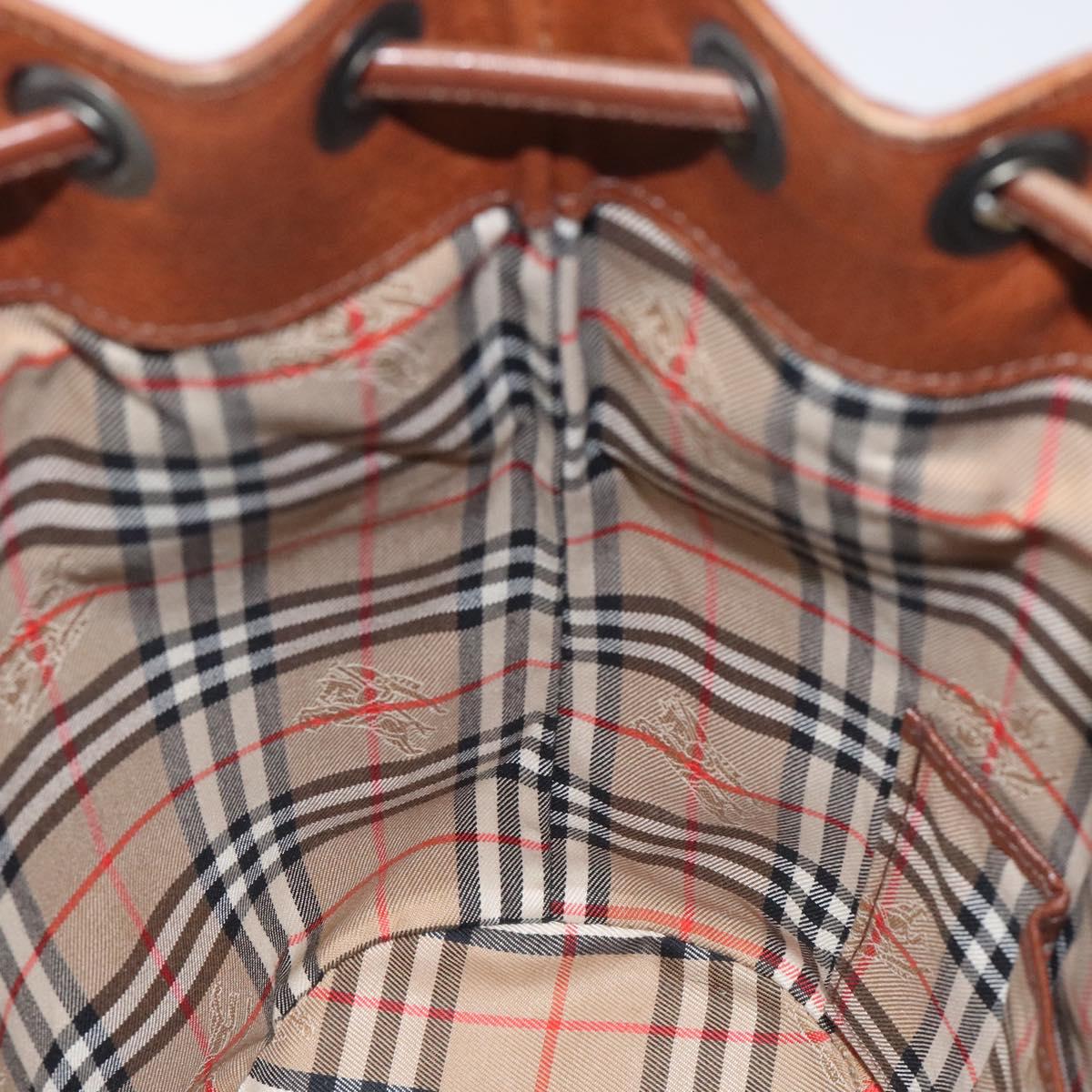 Burberrys Shoulder Bag Leather Brown Gold Auth hk2525