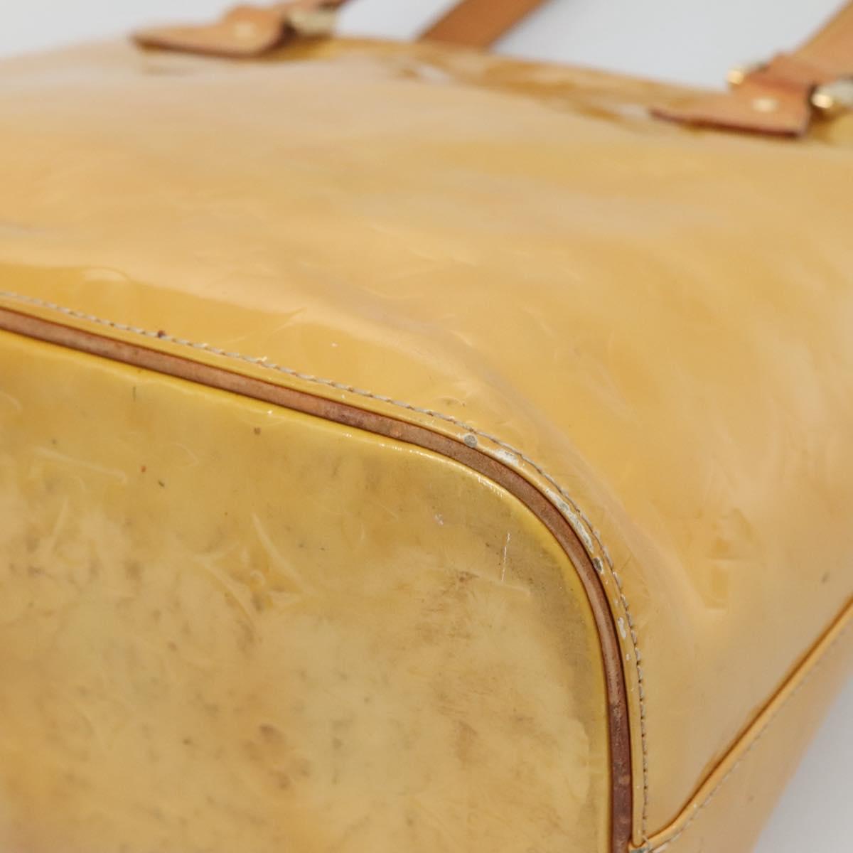 LOUIS VUITTON Monogram Vernis Houston Hand Bag Beige M91004 LV Auth hk2531