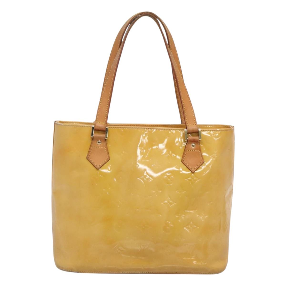 LOUIS VUITTON Monogram Vernis Houston Hand Bag Beige M91004 LV Auth hk2531