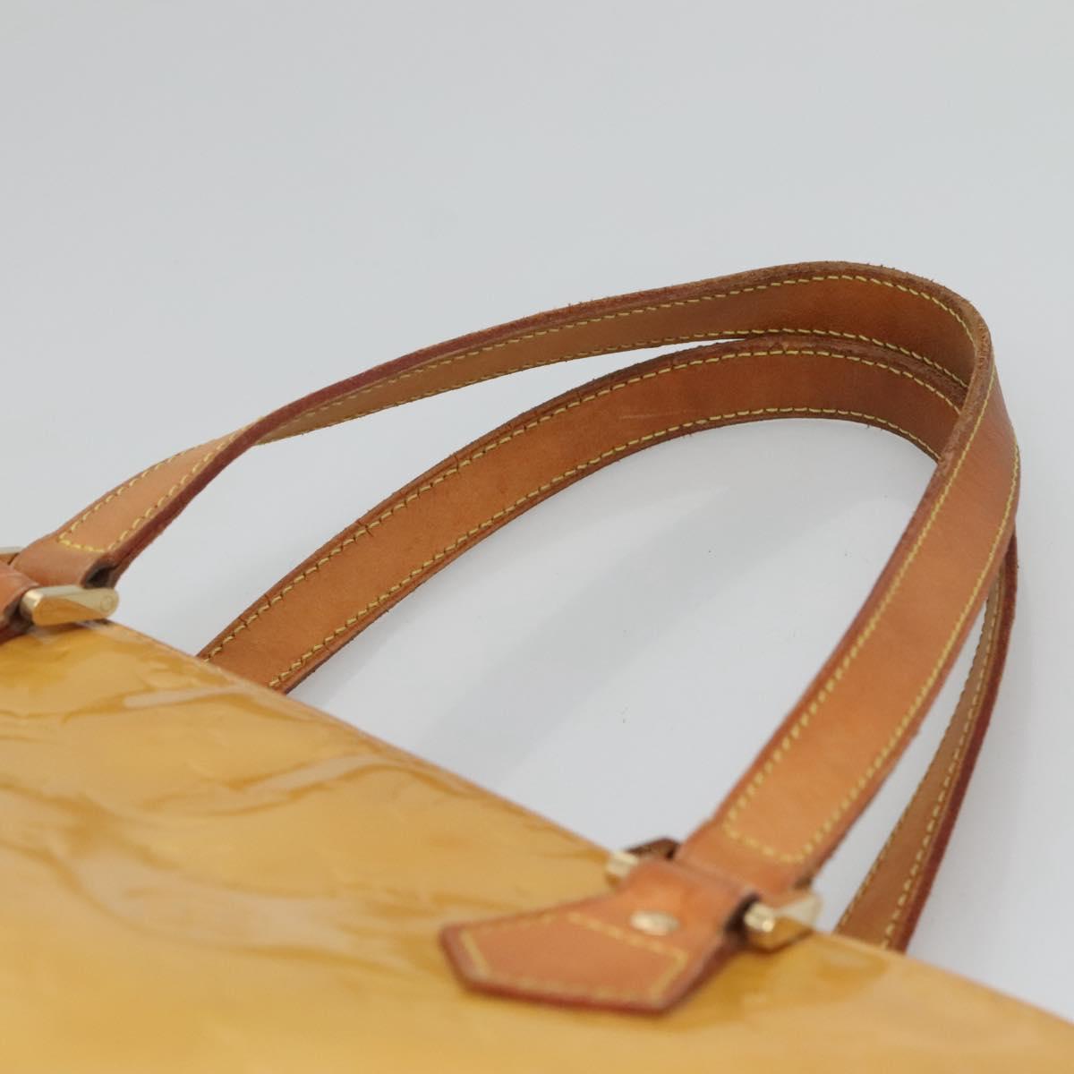 LOUIS VUITTON Monogram Vernis Houston Hand Bag Beige M91004 LV Auth hk2531