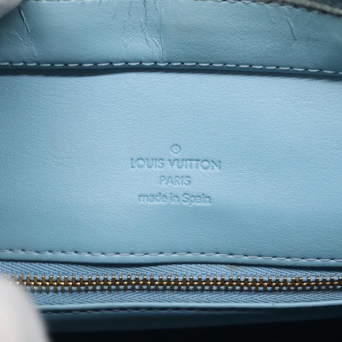LOUIS VUITTON Monogram Vernis Houston Hand Bag Baby Blue M91005 LV Auth hk2533