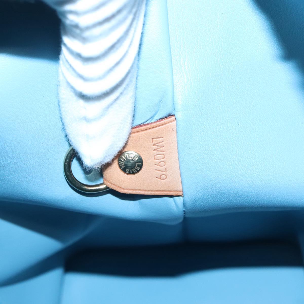 LOUIS VUITTON Monogram Vernis Houston Hand Bag Baby Blue M91005 LV Auth hk2533