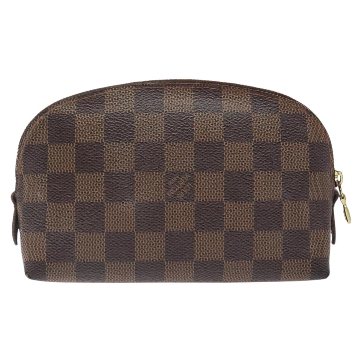 LOUIS VUITTON Damier Ebene Pochette Cosmetic PM Pouch N47516 LV Auth hk2571