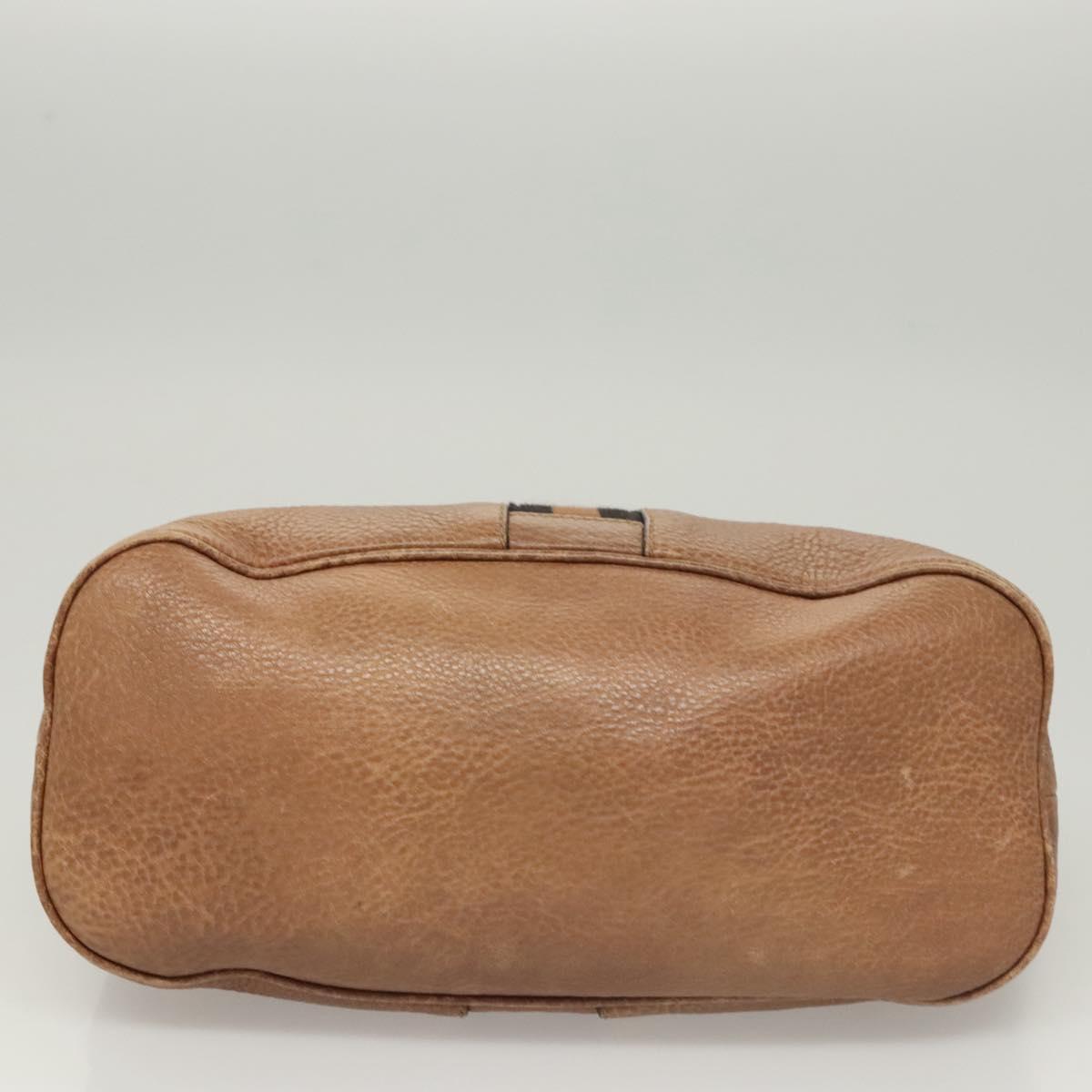 GUCCI Hand Bag Leather Outlet 2way Brown Silver 420023 Auth hk2583