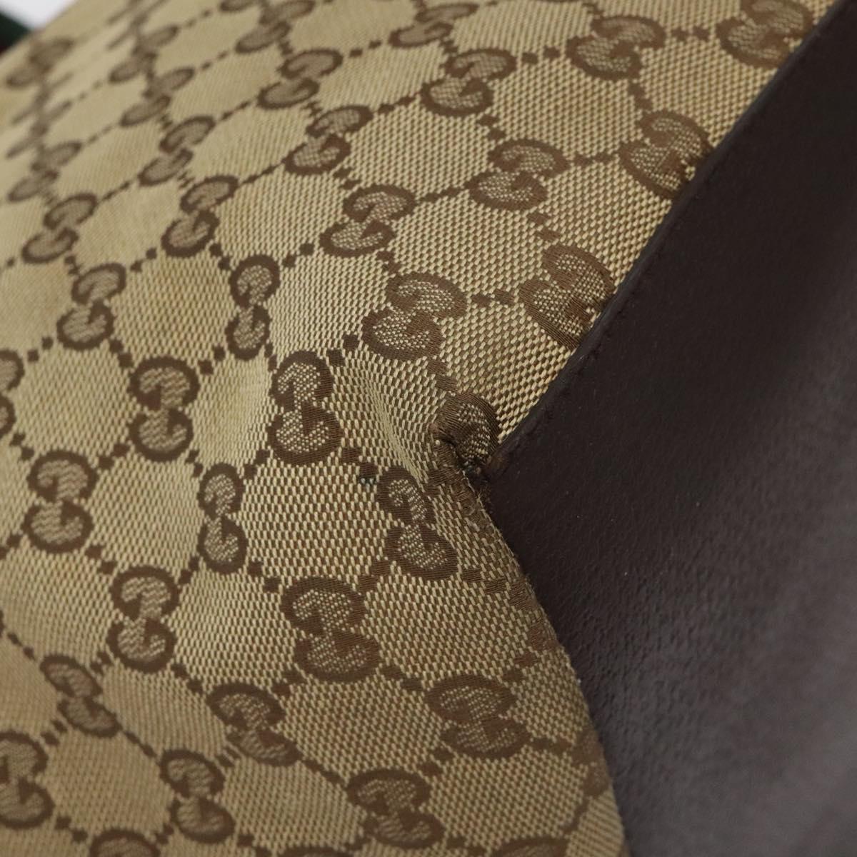 GUCCI GG Canvas Web Sherry Line Tote Bag Beige Green Red 131230 Auth hk2585