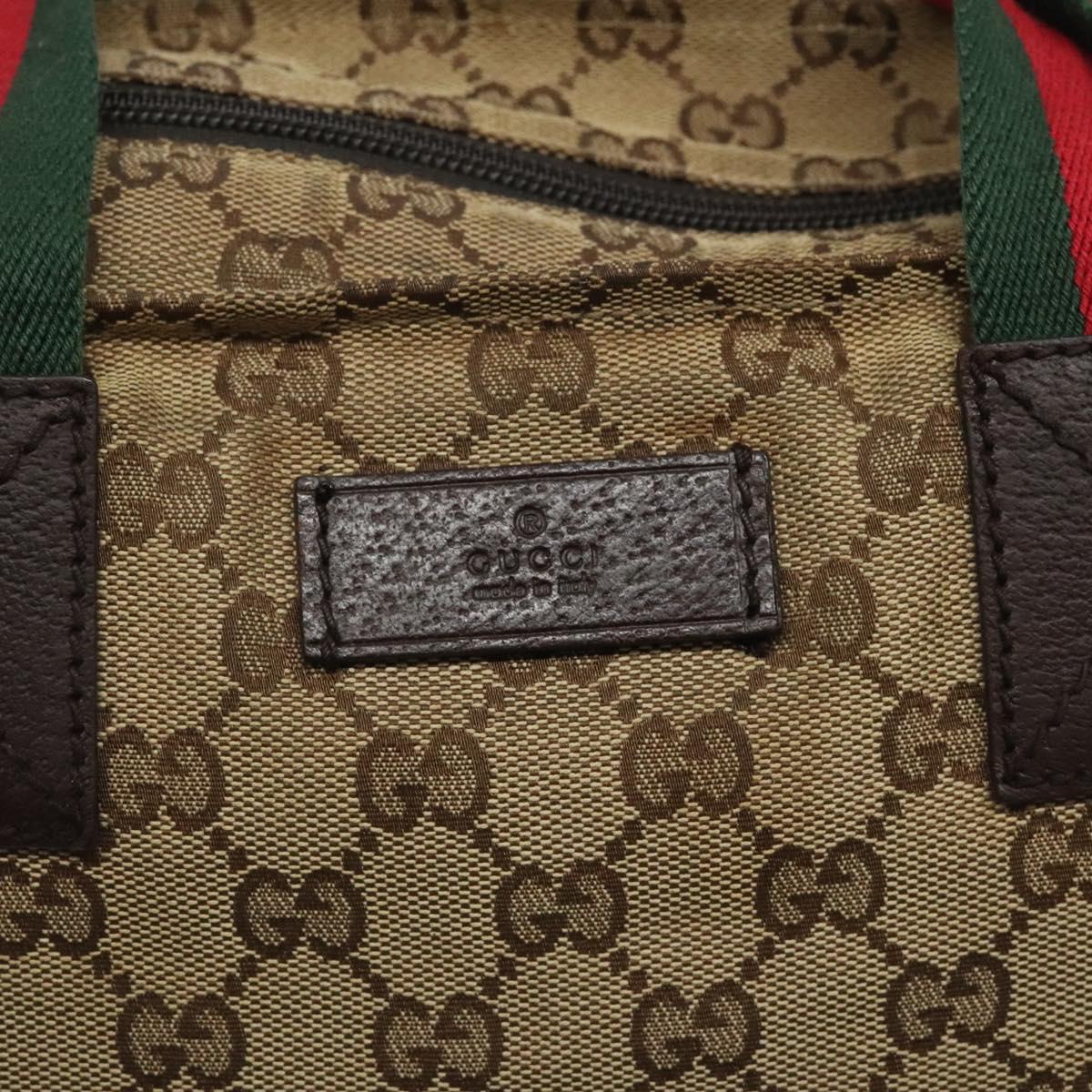 GUCCI GG Canvas Web Sherry Line Tote Bag Beige Green Red 131230 Auth hk2585