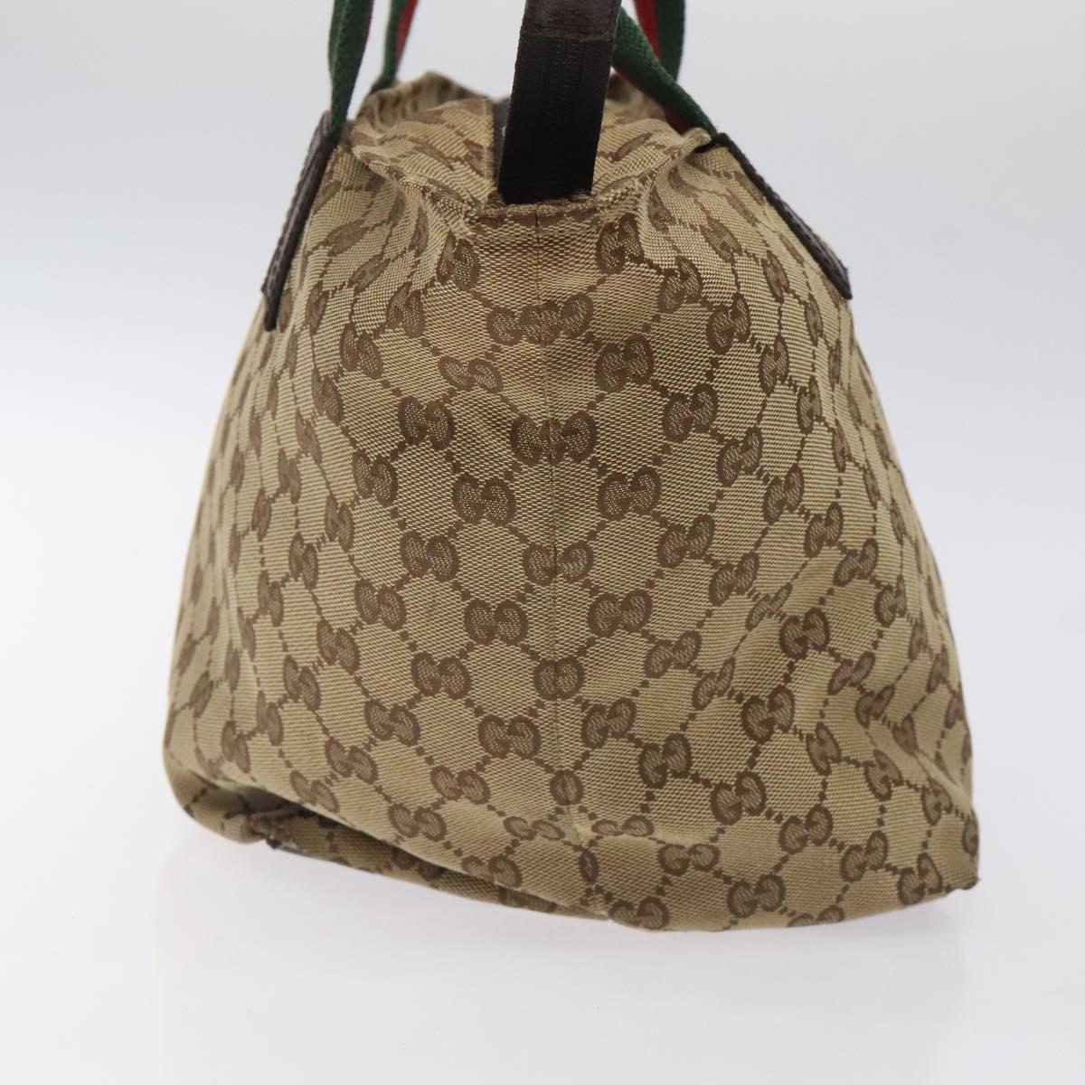 GUCCI GG Canvas Web Sherry Line Tote Bag Beige Green Red 131230 Auth hk2585