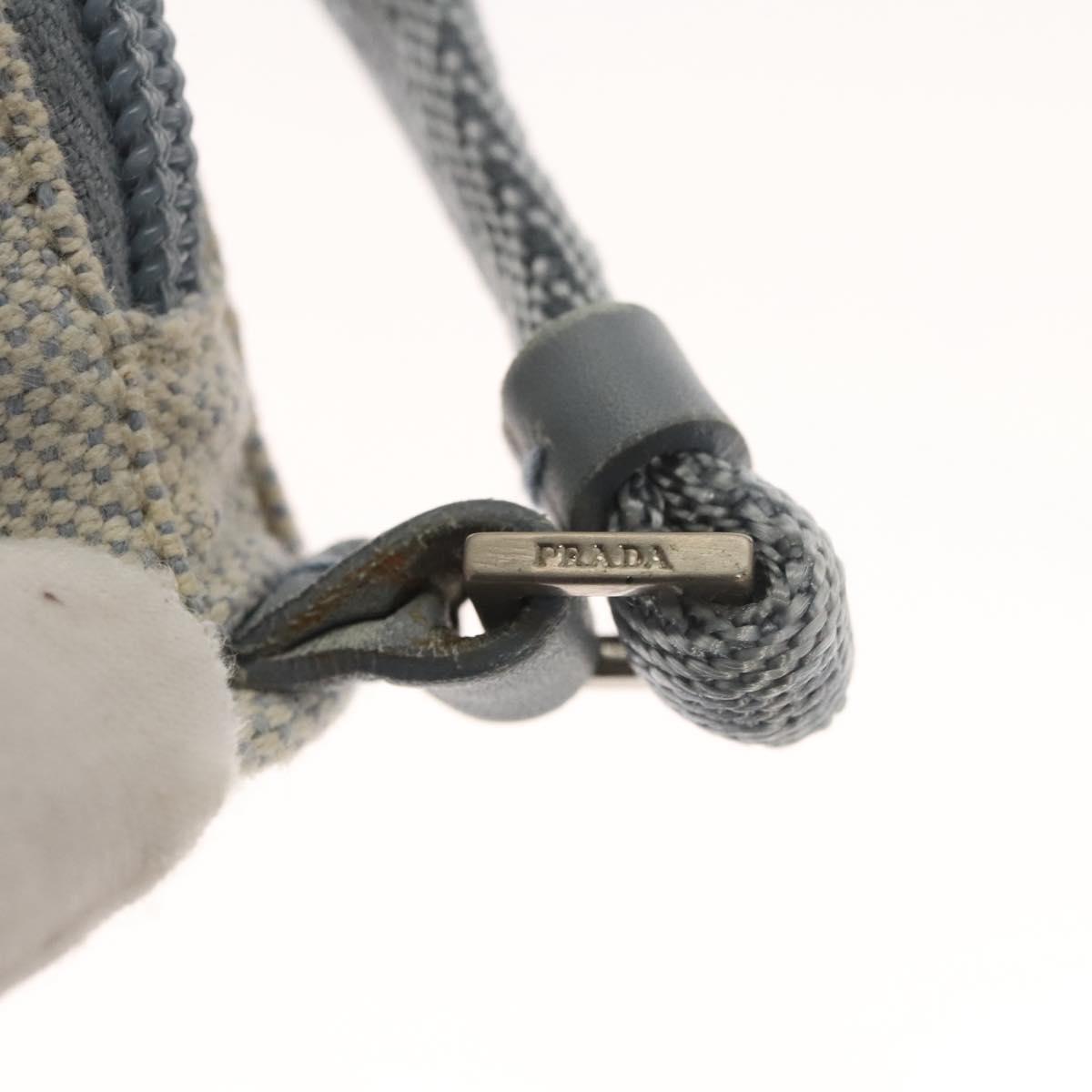 PRADA Sports Accessory Pouch Canvas Light Blue Silver Auth hk2591