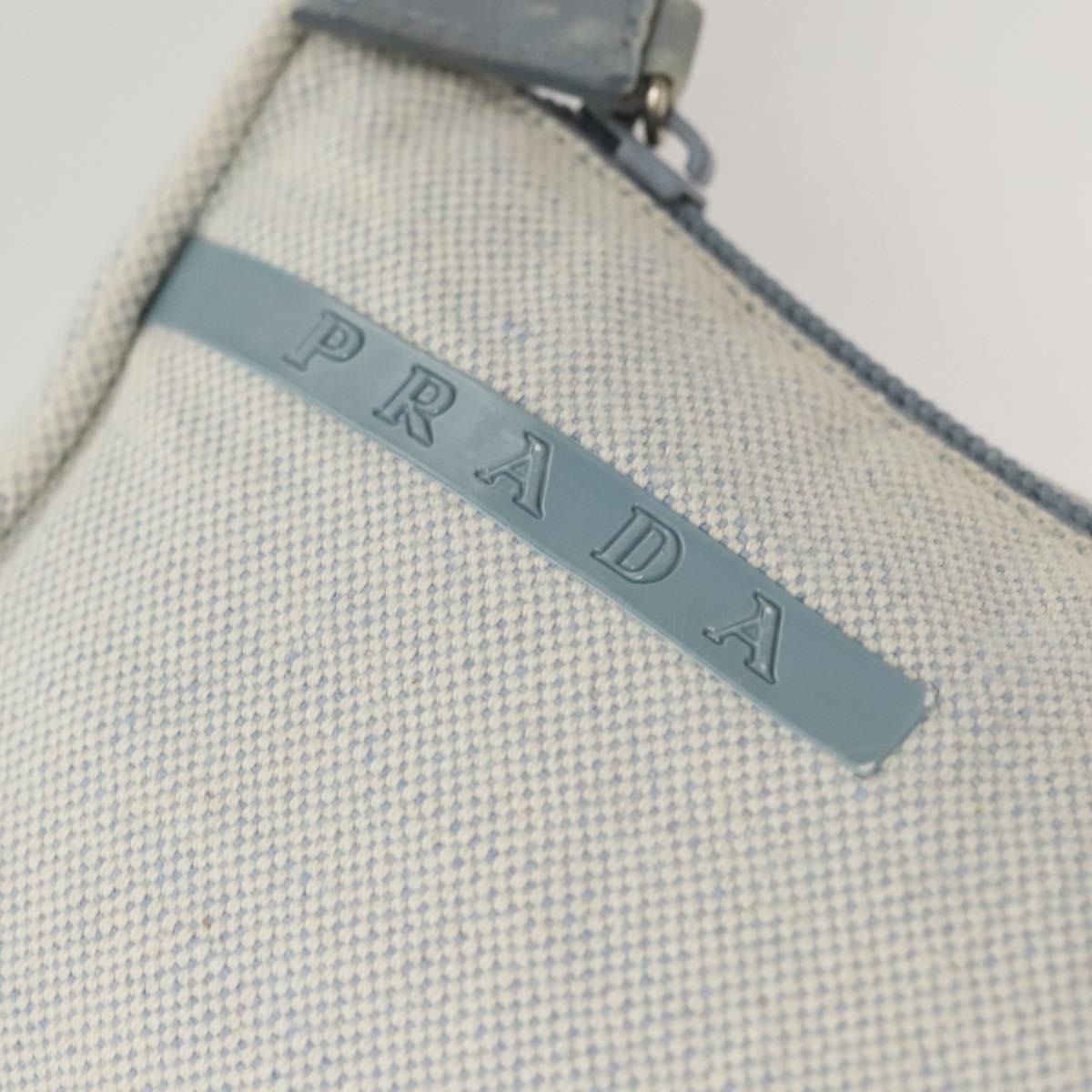 PRADA Sports Accessory Pouch Canvas Light Blue Silver Auth hk2591