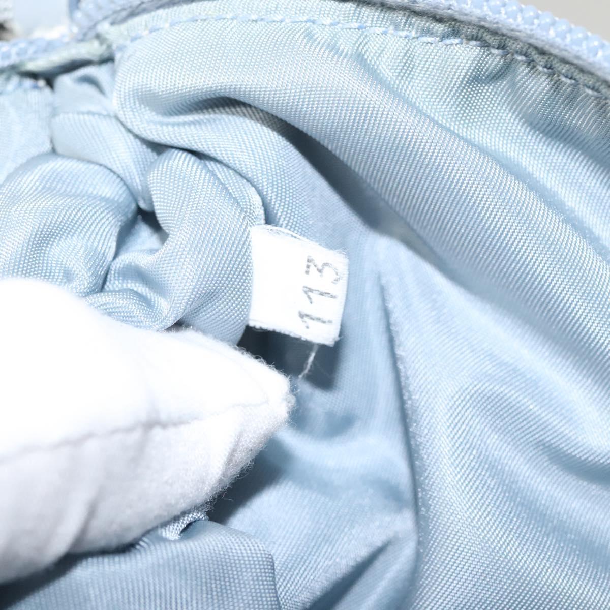 PRADA Sports Accessory Pouch Canvas Light Blue Silver Auth hk2591