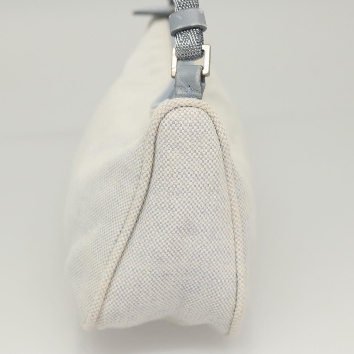 PRADA Sports Accessory Pouch Canvas Light Blue Silver Auth hk2591