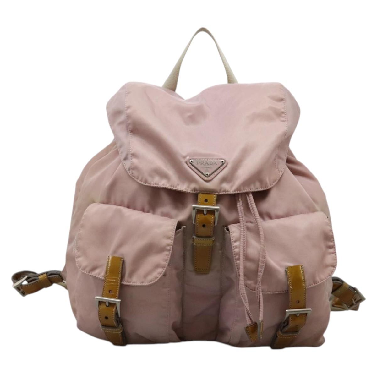 PRADA Backpack Nylon Pink Silver Auth hk2592