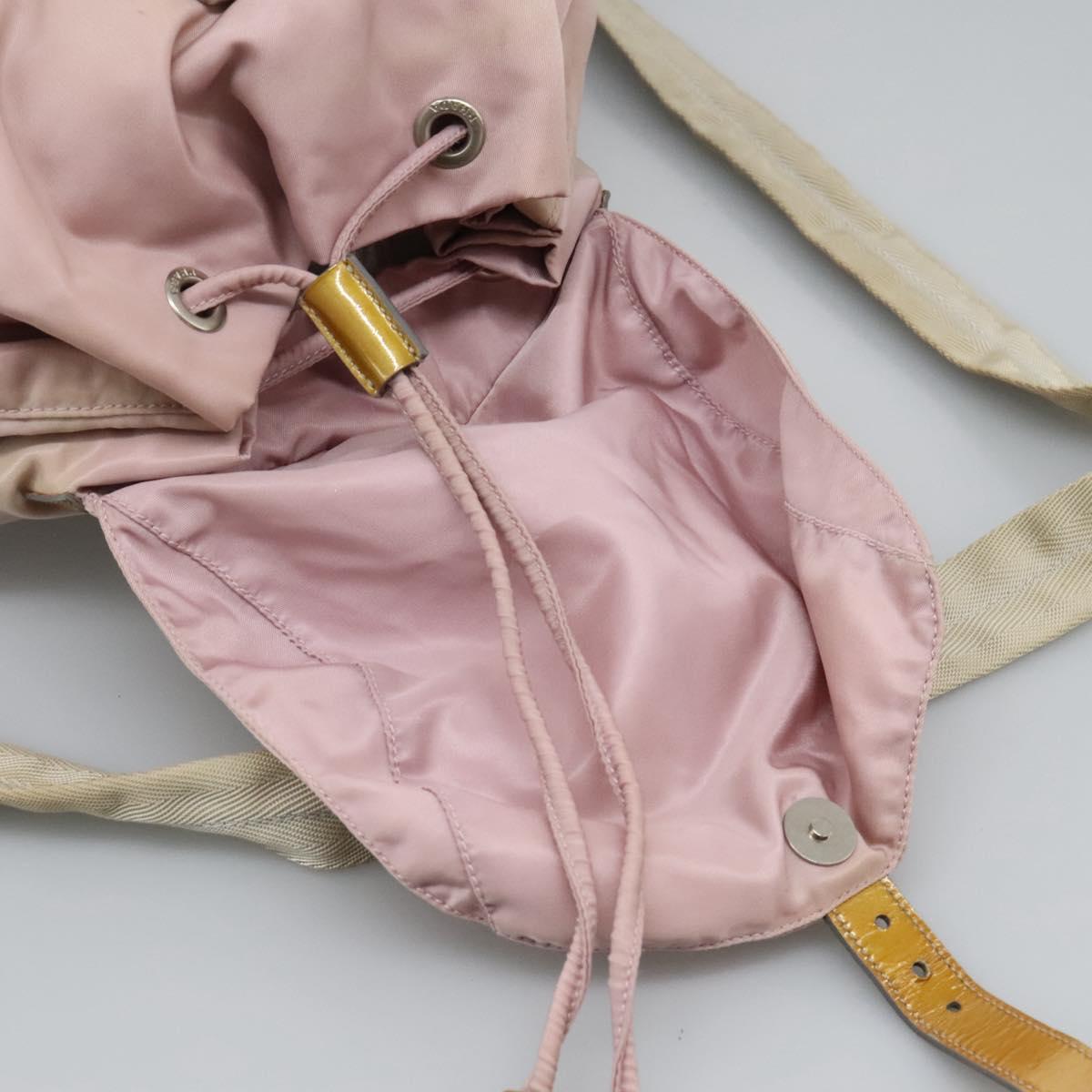 PRADA Backpack Nylon Pink Silver Auth hk2592