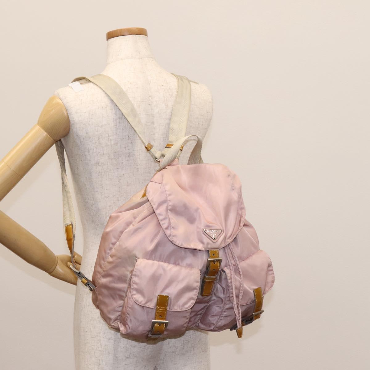 PRADA Backpack Nylon Pink Silver Auth hk2592