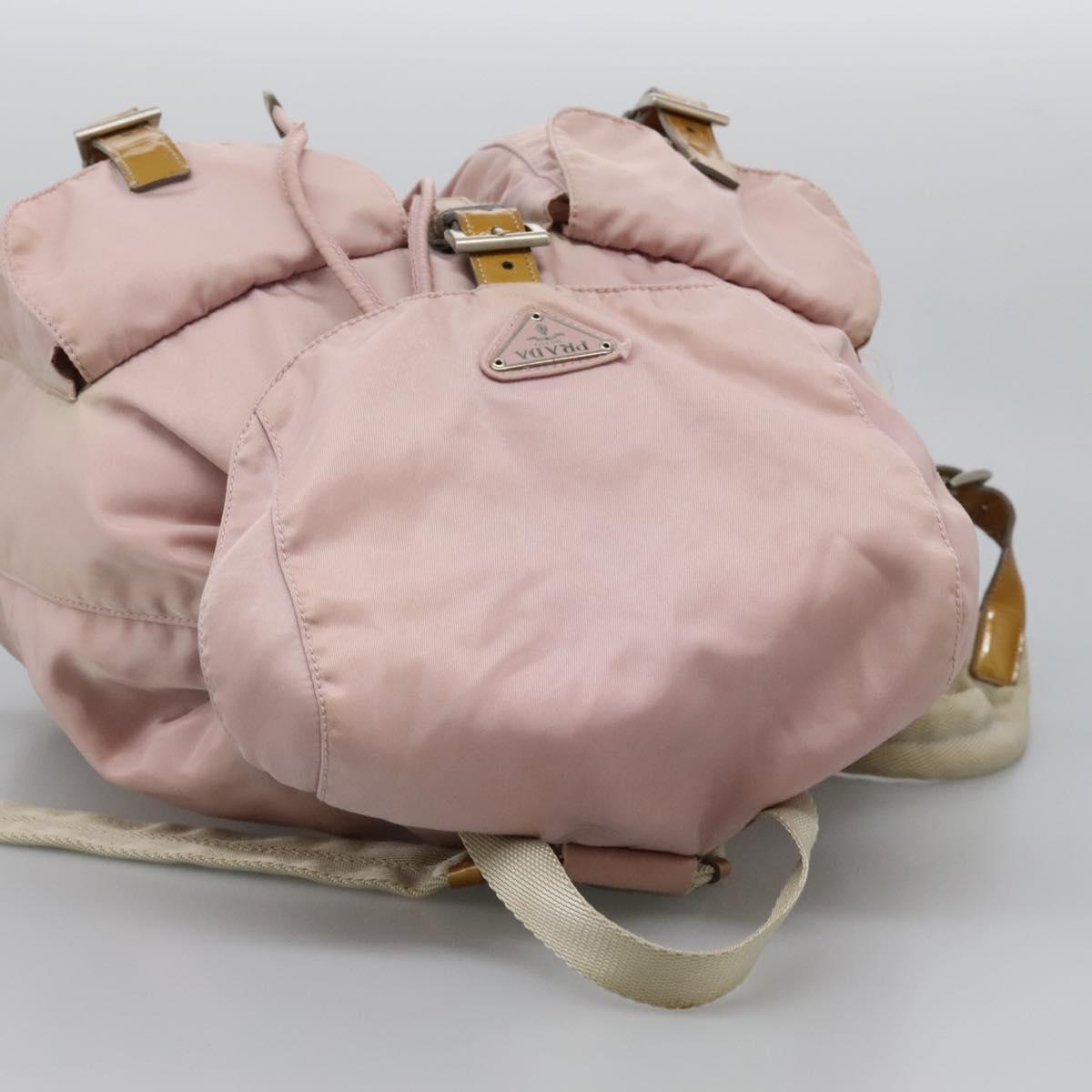 PRADA Backpack Nylon Pink Silver Auth hk2592