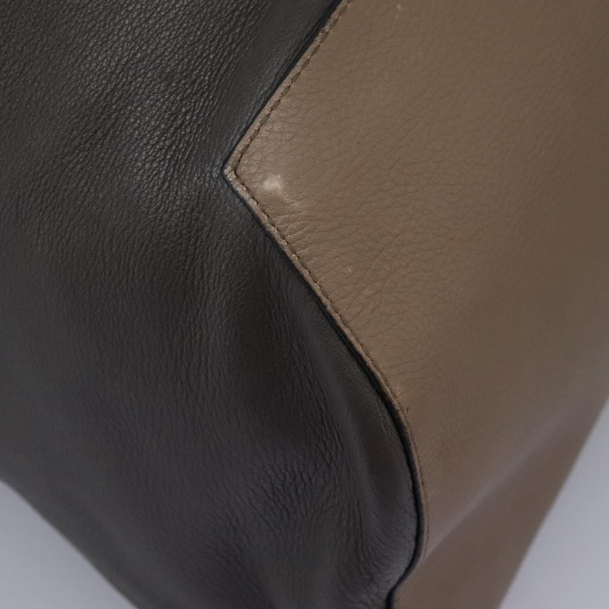 LOEWE Anagram Body Bag Leather Gray Silver Auth hk2593