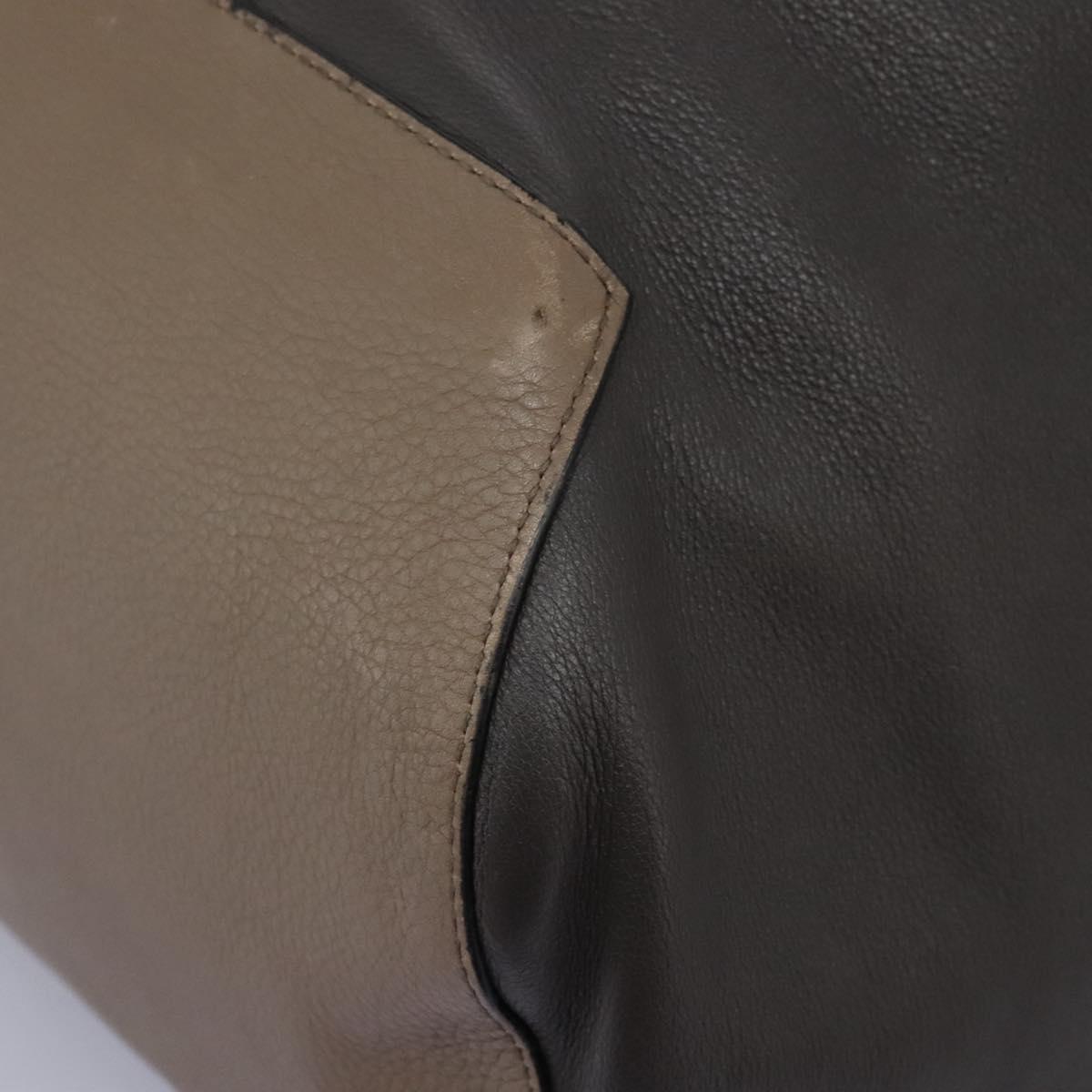 LOEWE Anagram Body Bag Leather Gray Silver Auth hk2593