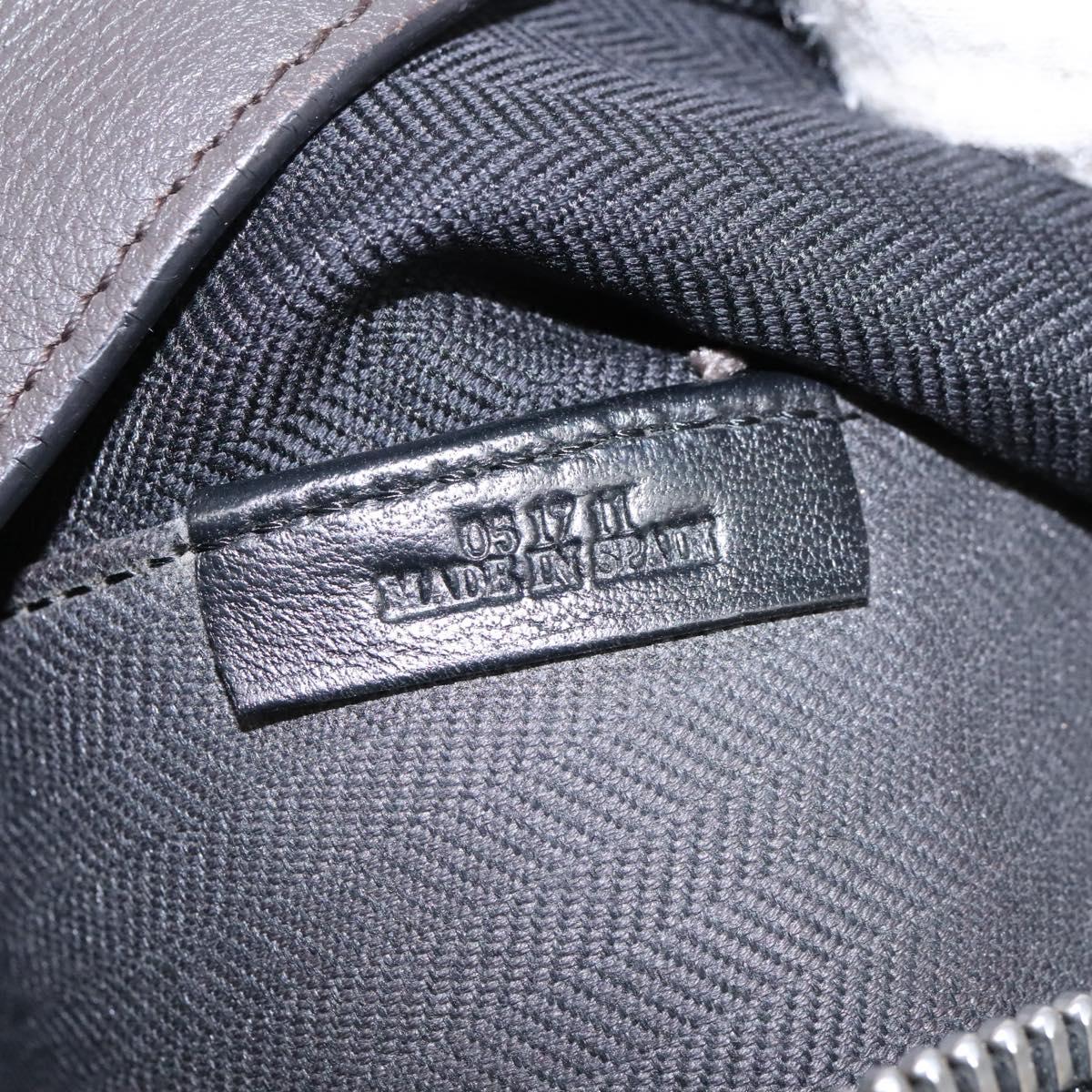 LOEWE Anagram Body Bag Leather Gray Silver Auth hk2593