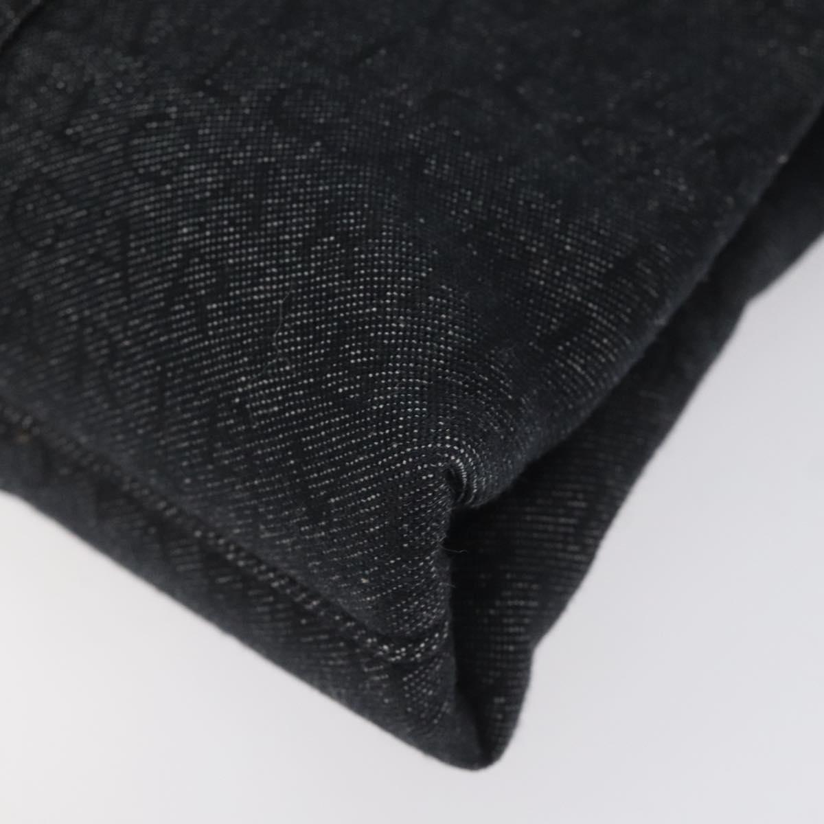 BVLGARI Logo Mania Shoulder Bag Canvas Black Silver Auth hk2594