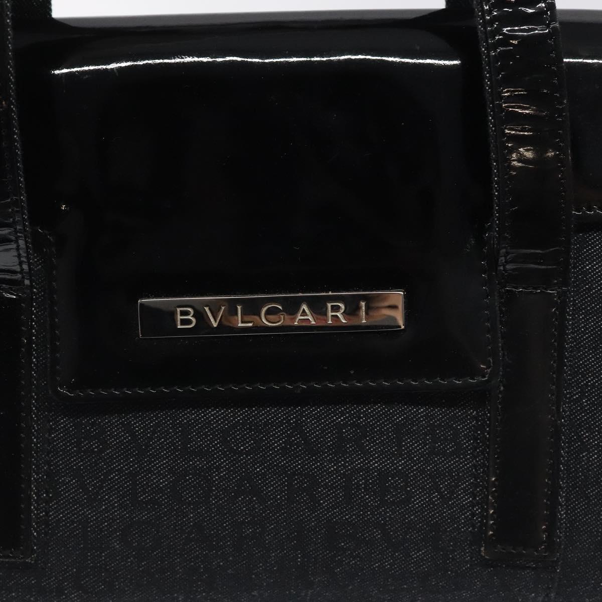 BVLGARI Logo Mania Shoulder Bag Canvas Black Silver Auth hk2594