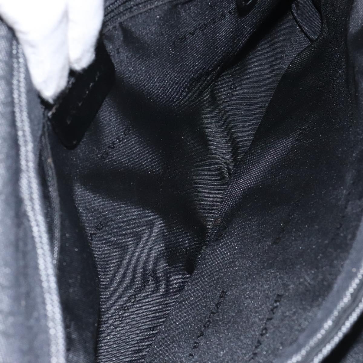 BVLGARI Logo Mania Shoulder Bag Canvas Black Silver Auth hk2594