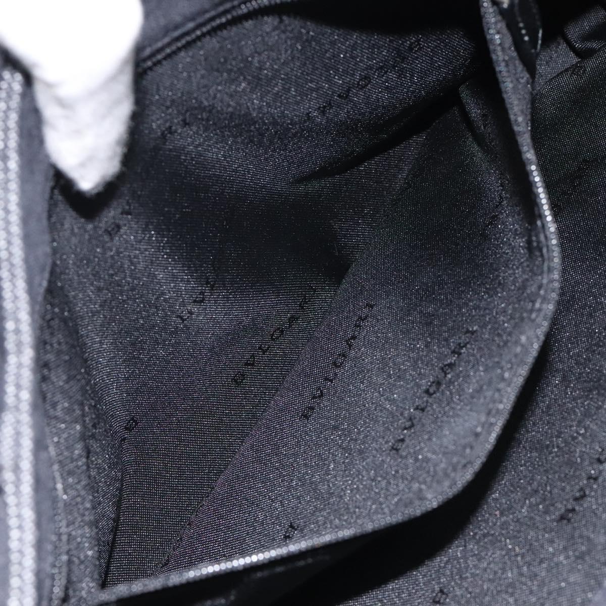 BVLGARI Logo Mania Shoulder Bag Canvas Black Silver Auth hk2594