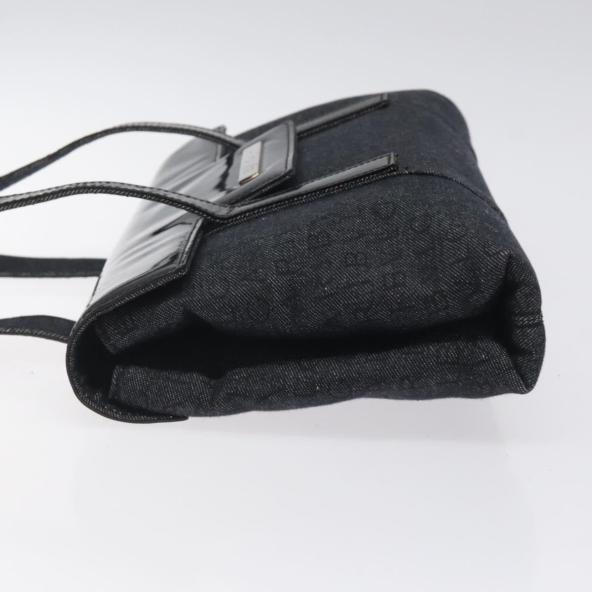 BVLGARI Logo Mania Shoulder Bag Canvas Black Silver Auth hk2594