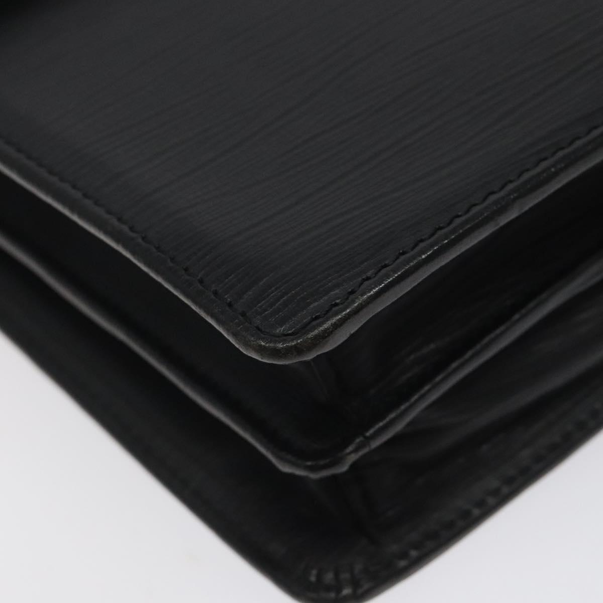 Gianni Versace Hand Bag Leather Black Gold Auth hk2598