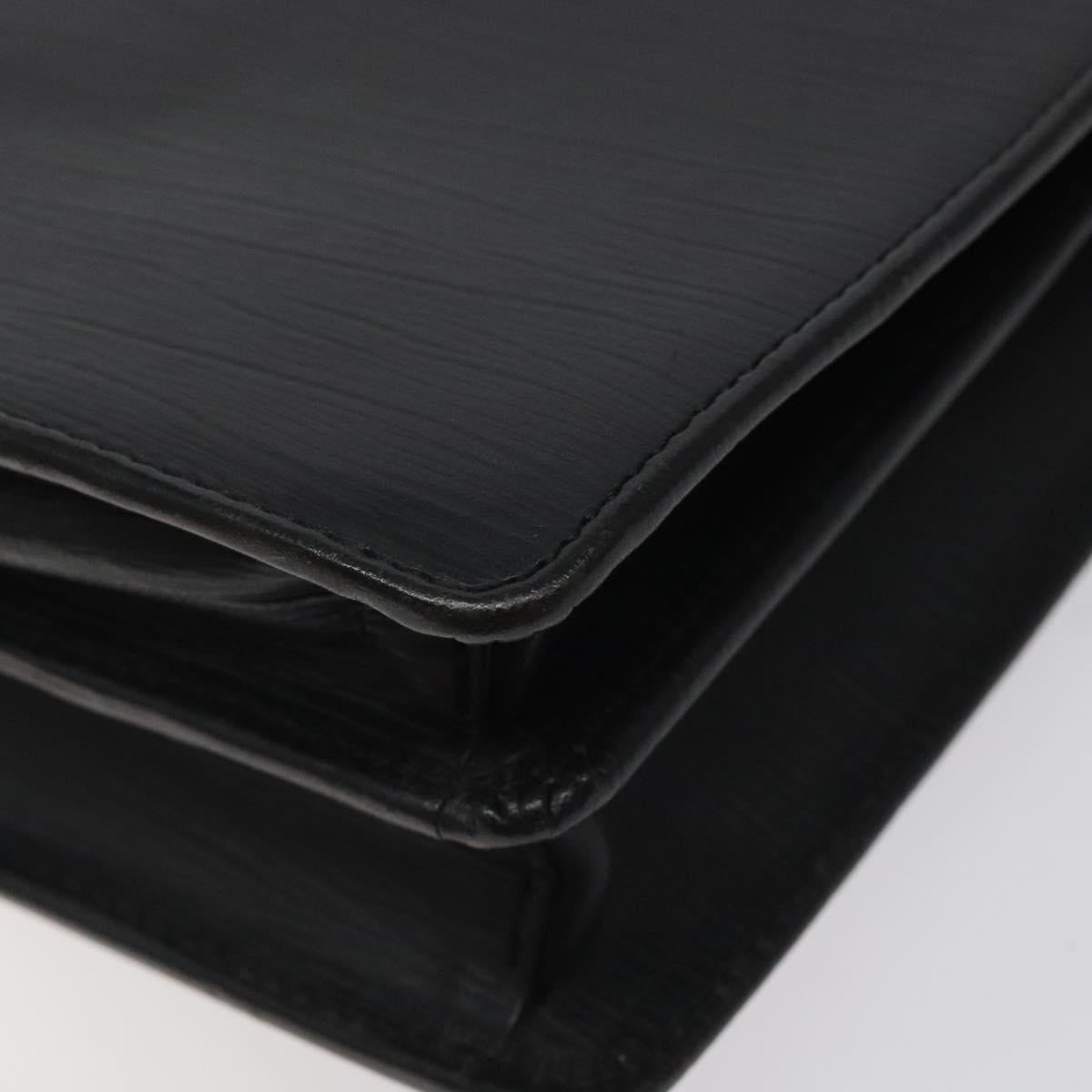 Gianni Versace Hand Bag Leather Black Gold Auth hk2598