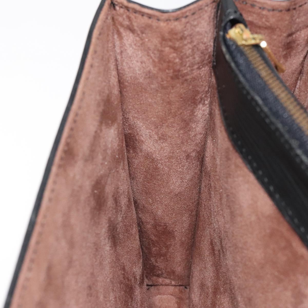 Gianni Versace Hand Bag Leather Black Gold Auth hk2598