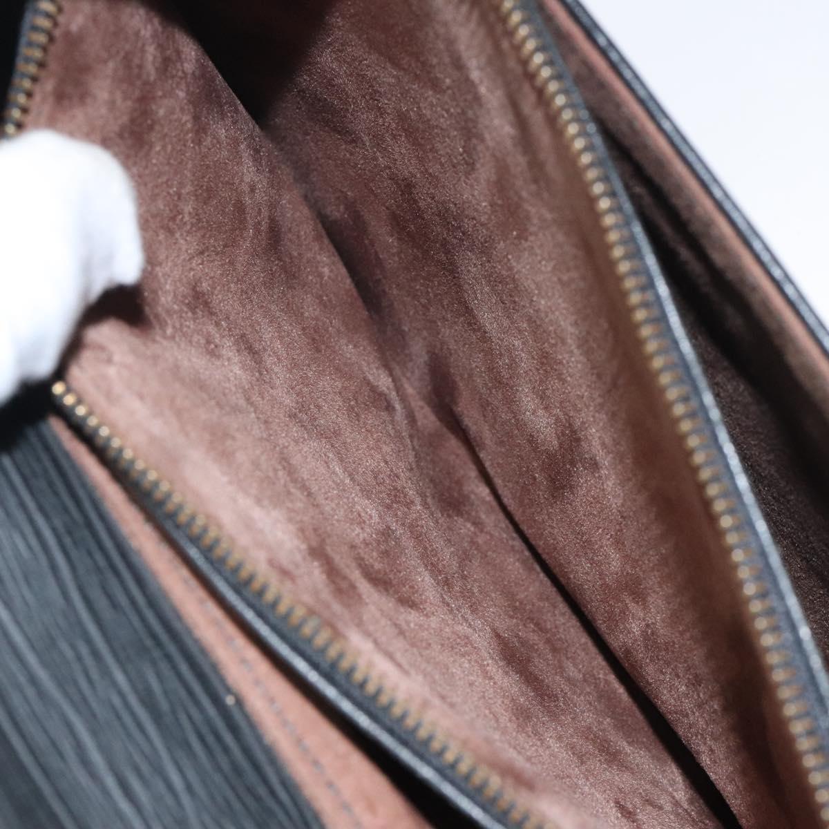 Gianni Versace Hand Bag Leather Black Gold Auth hk2598