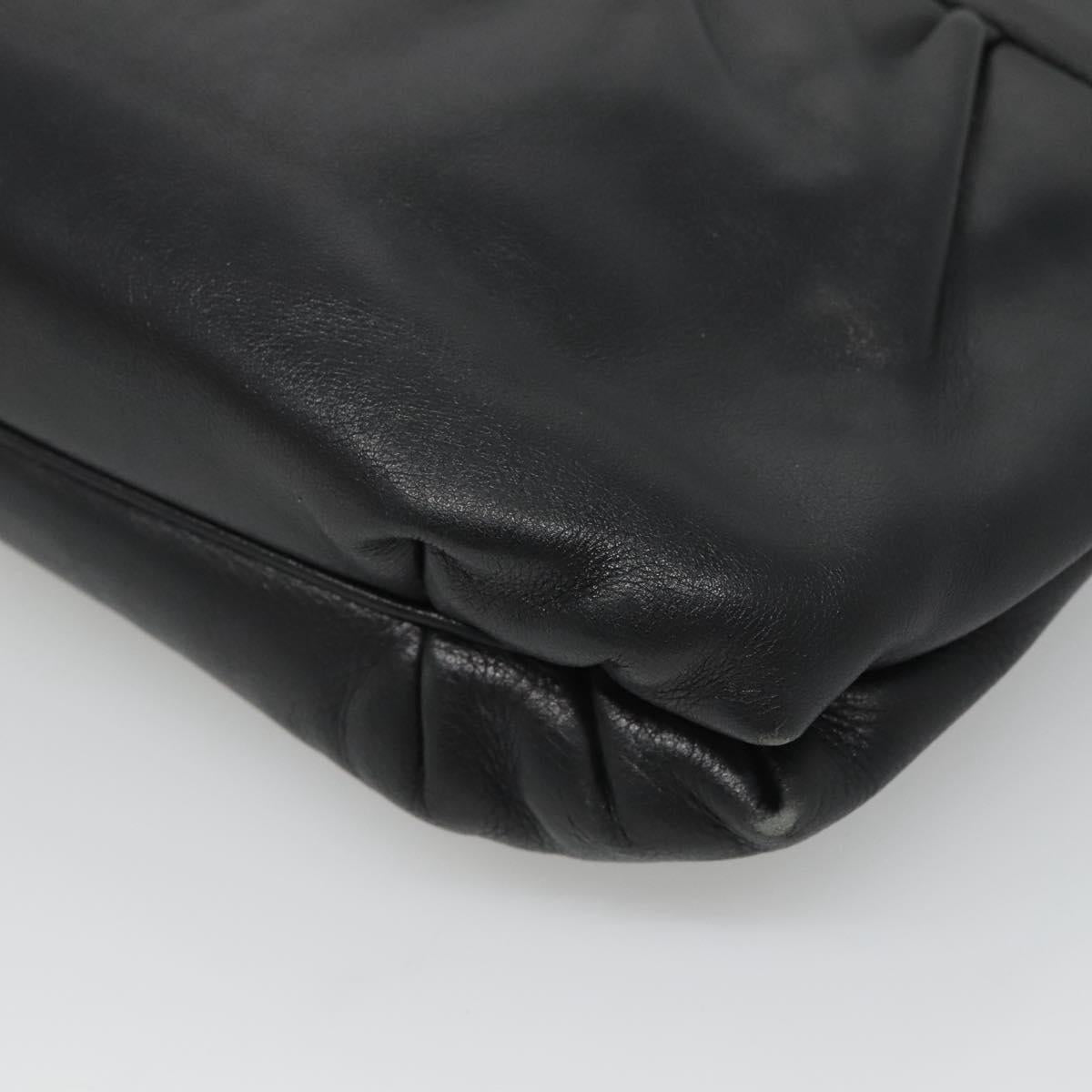 CELINE Shoulder Bag Leather Black Gold Auth hk2624