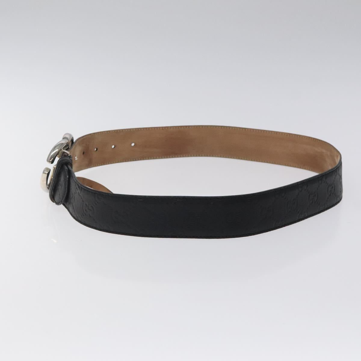 GUCCI GG Canvas Guccissima Belt Leather 37.8"" Black 259982 Auth hk2654