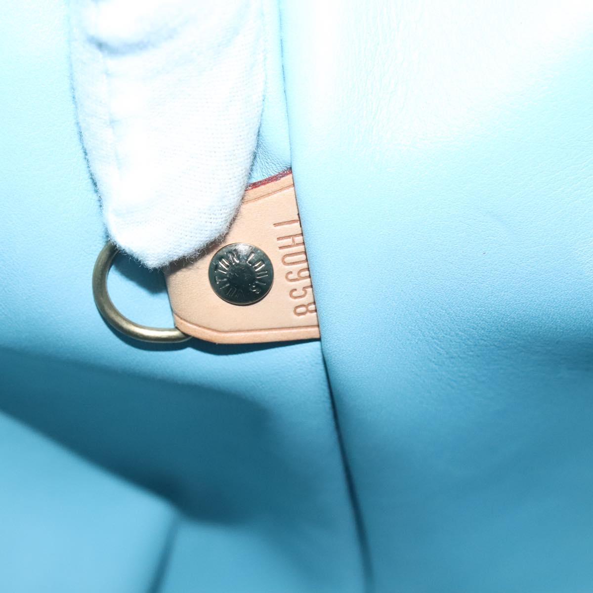 LOUIS VUITTON Monogram Vernis Houston Hand Bag Baby Blue M91005 LV Auth hk2703