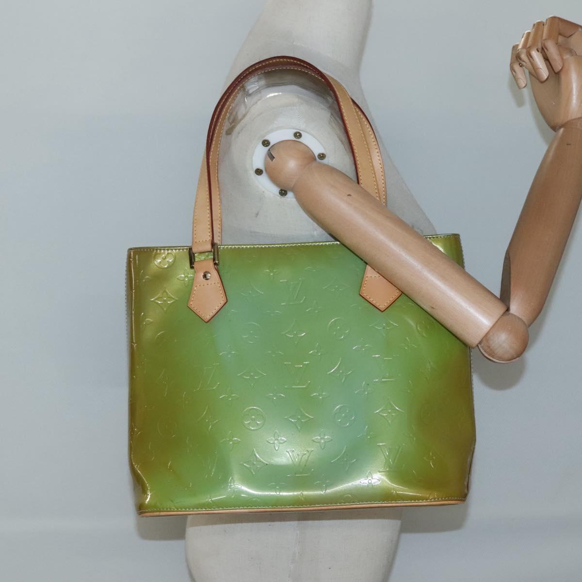 LOUIS VUITTON Monogram Vernis Houston Hand Bag Baby Blue M91005 LV Auth hk2703