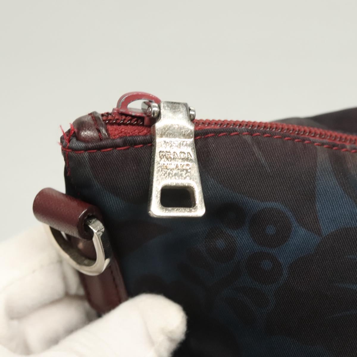 PRADA Tote Bag Nylon Blue Silver Auth hk2799