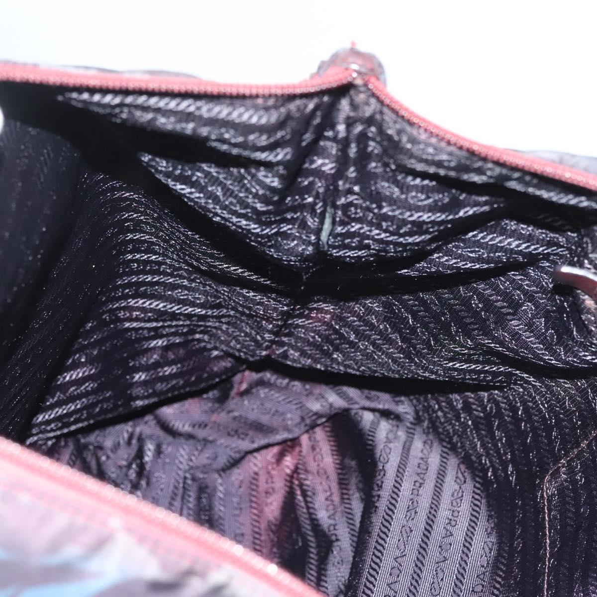 PRADA Tote Bag Nylon Blue Silver Auth hk2799