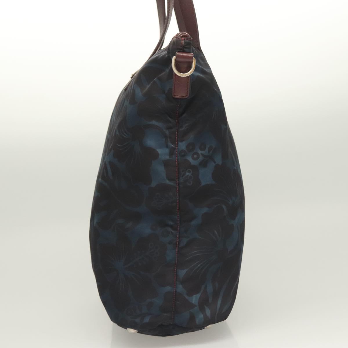 PRADA Tote Bag Nylon Blue Silver Auth hk2799