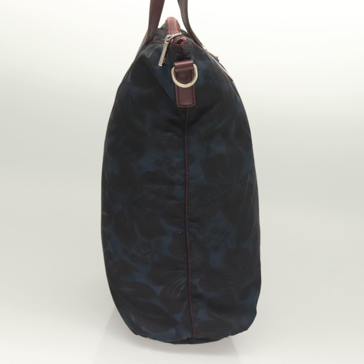 PRADA Tote Bag Nylon Blue Silver Auth hk2799