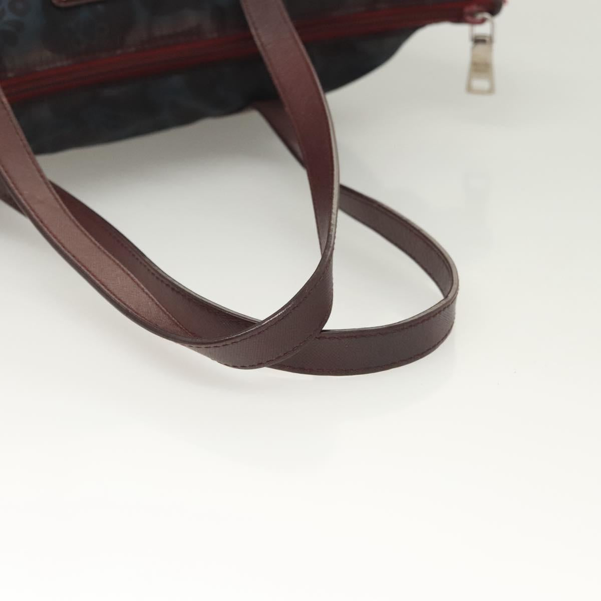 PRADA Tote Bag Nylon Blue Silver Auth hk2799